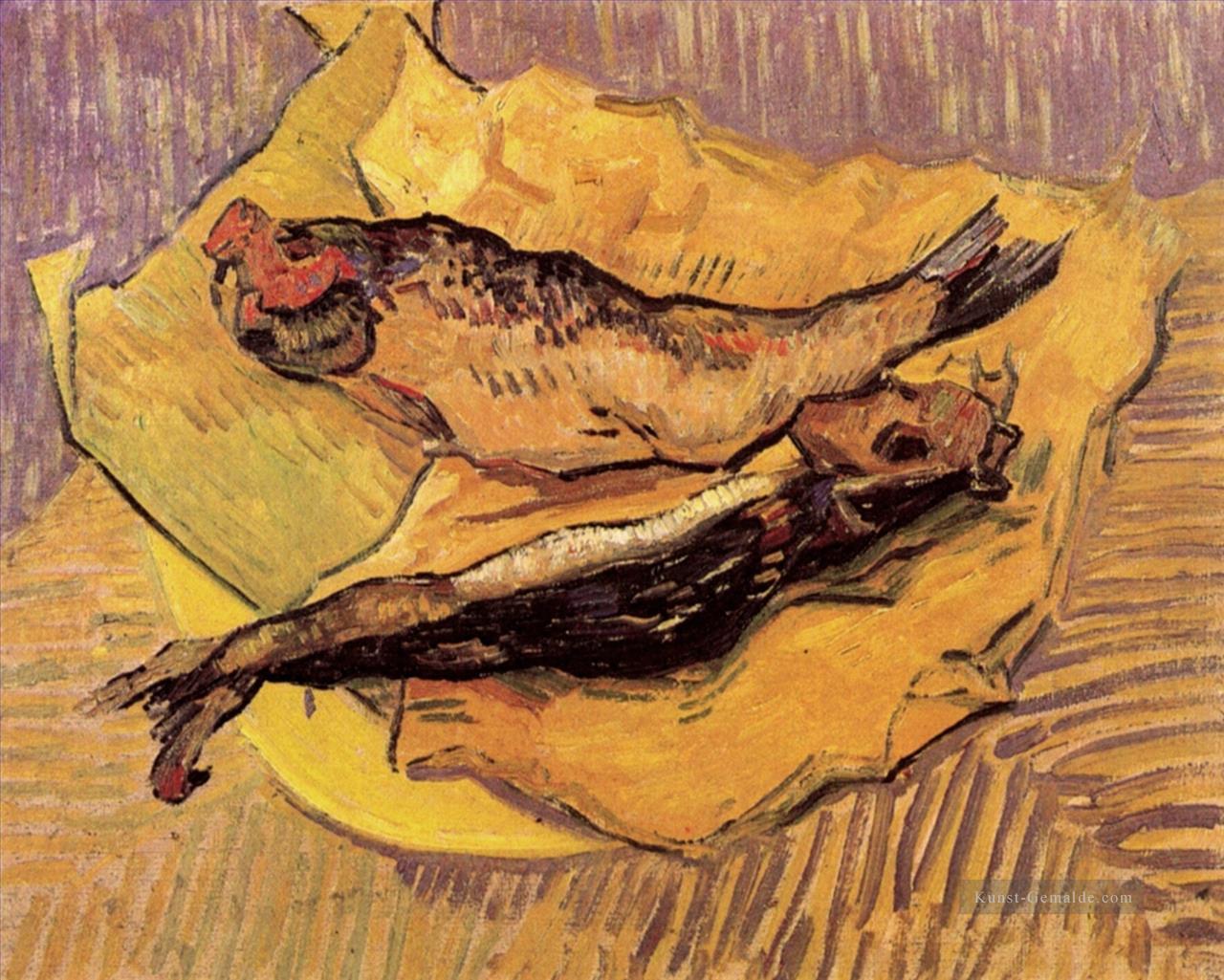 Bücklinge auf einem Stück gelbem Papier Vincent van Gogh Ölgemälde